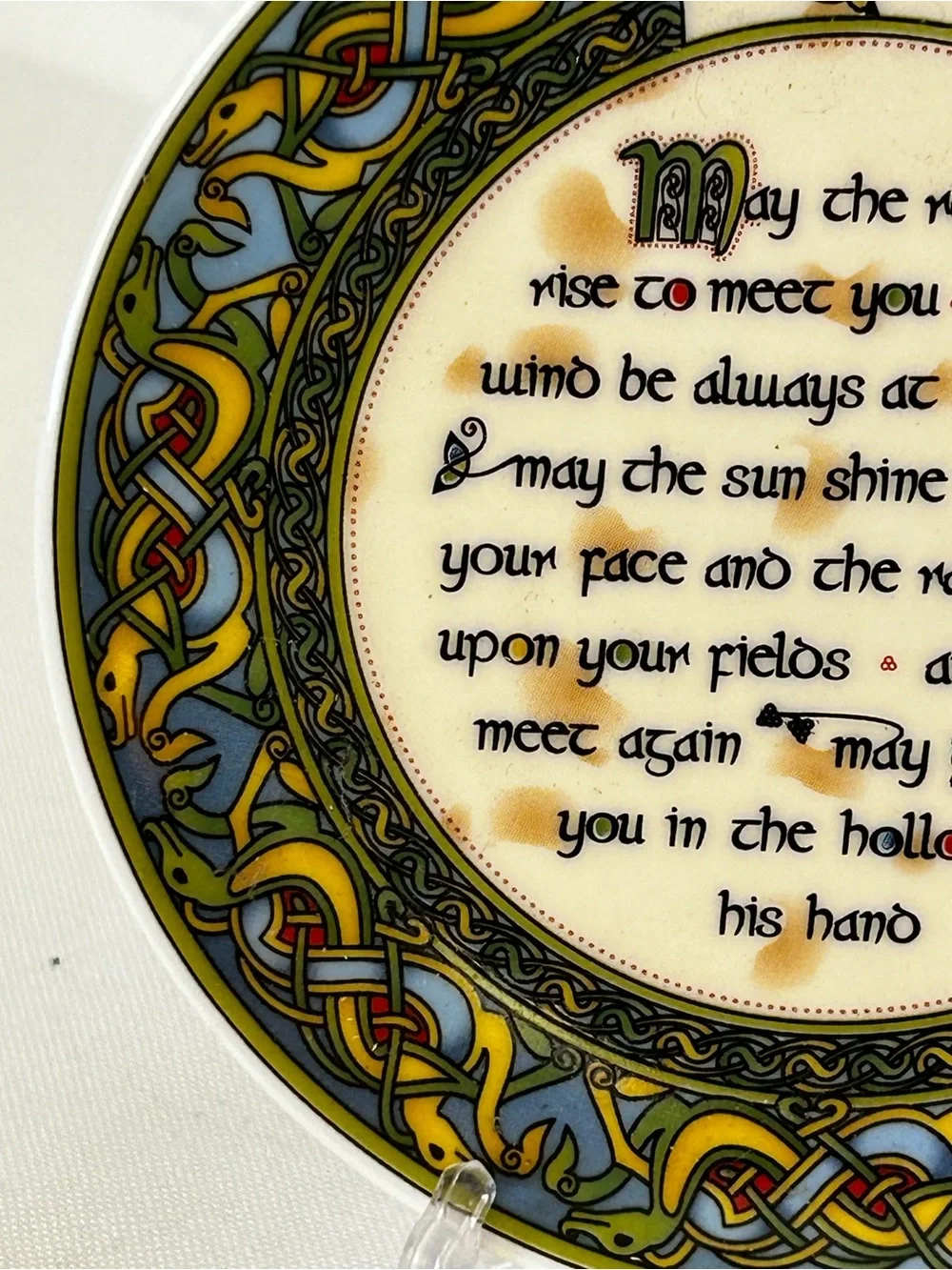 In Box Clara Bone China Irish Blessing Wall Plate Celtic Knot Home Wall Decor